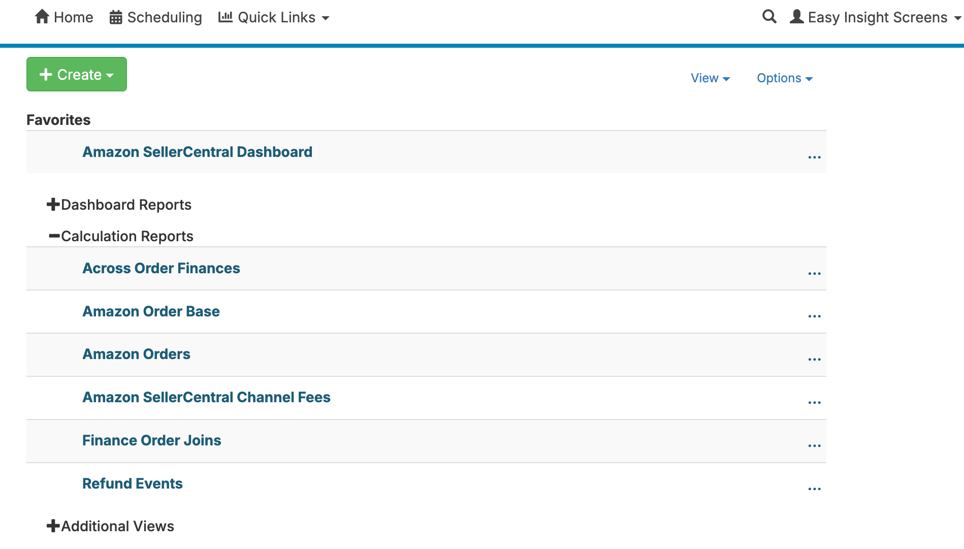 Tree View of Reports